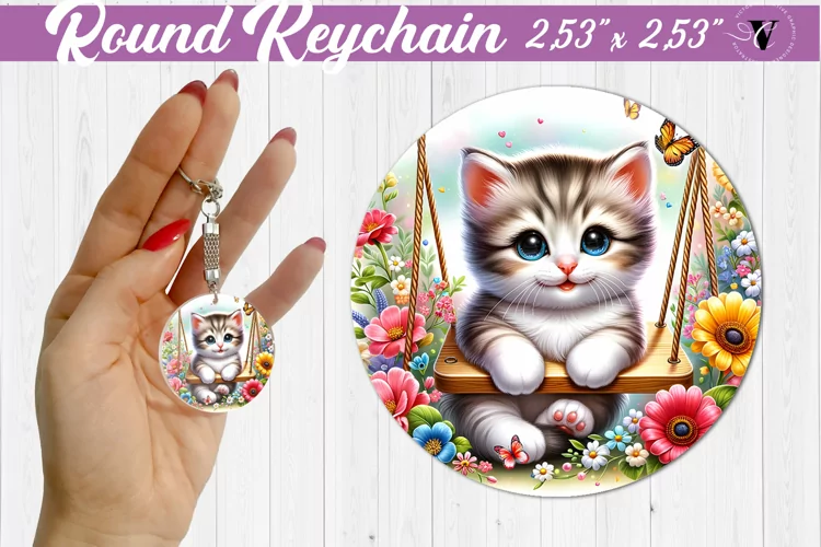 Round keychain | Cute Animals on swings