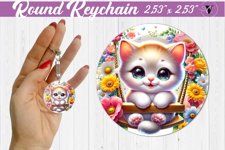 Round keychain | Cute Animals on swings