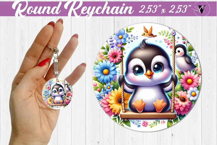 Round keychain | Cute Animals on swings