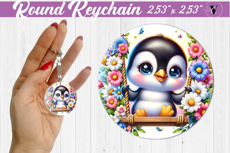 Round keychain | Cute Animals on swings (3711896)