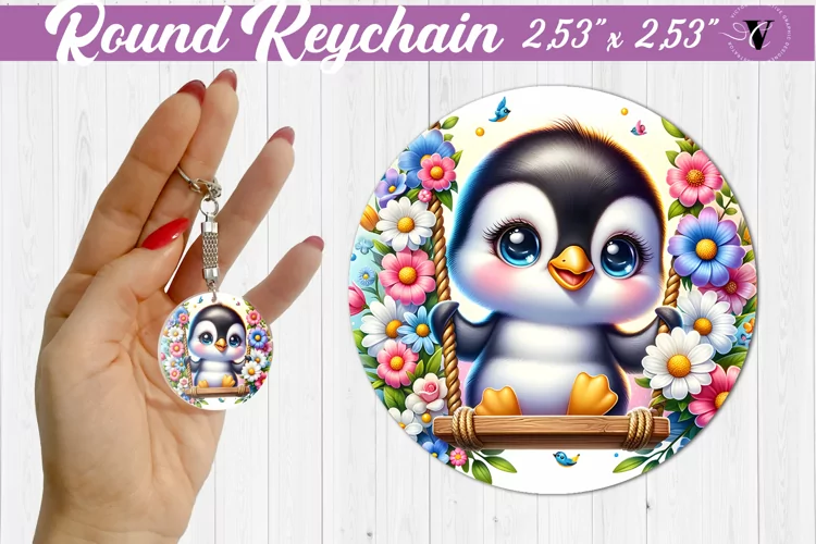 Round keychain | Cute Animals on swings