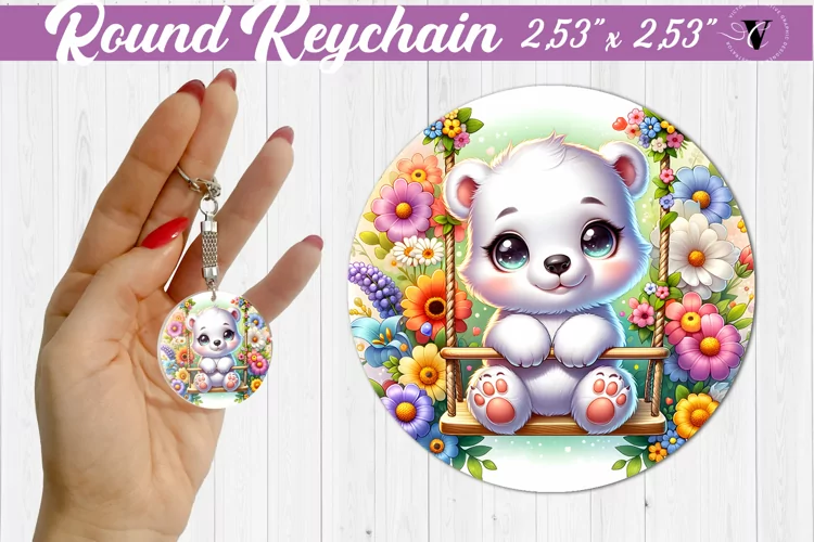 Round keychain | Cute Animals on swings