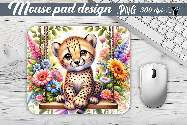Mouse Pad | Cute Animals on swings example image 1