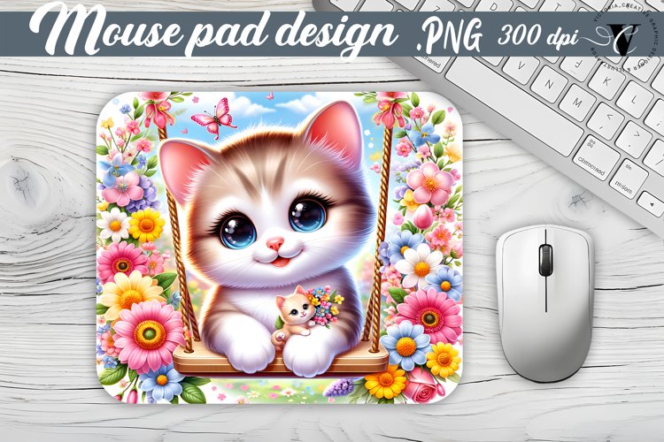 Mouse Pad | Cute Animals on swings example image 1