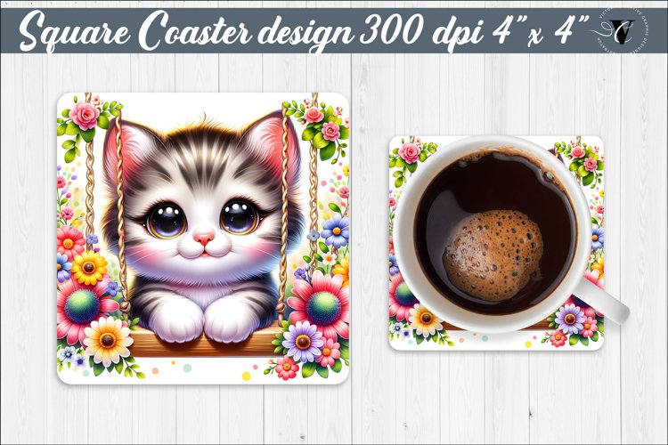 Square Coaster | Animals on swings | Baby animals