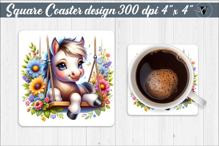 Square Coaster | Animals on swings | Baby animals