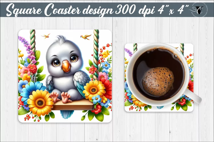 Square Coaster | Animals on swings | Baby animals