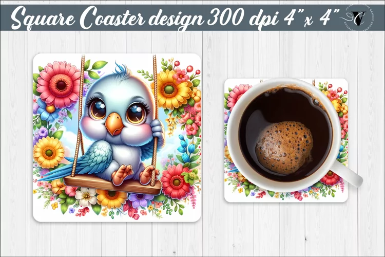 Square Coaster | Animals on swings | Baby animals