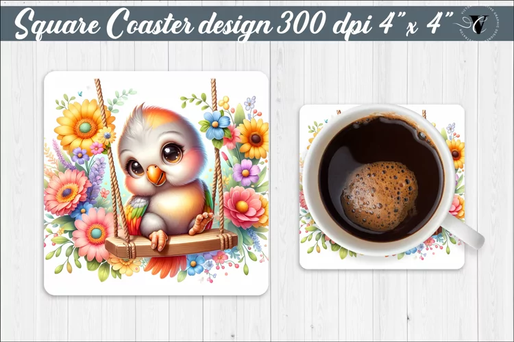 Square Coaster | Animals on swings | Baby animals