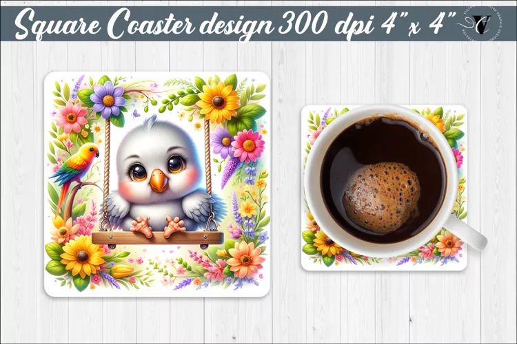 Square Coaster | Animals on swings | Baby animals