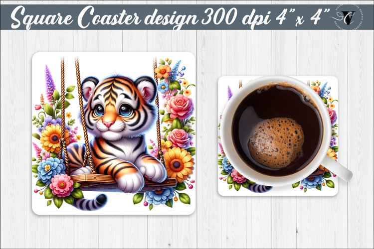 Square Coaster | Animals on swings | Baby animals