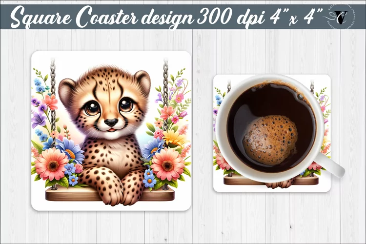 Square Coaster | Animals on swings | Baby animals