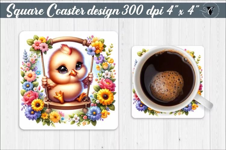 Square Coaster | Animals on swings | Baby animals