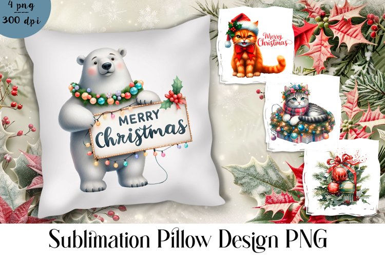 Merry christmas Sublimation - animal pillow