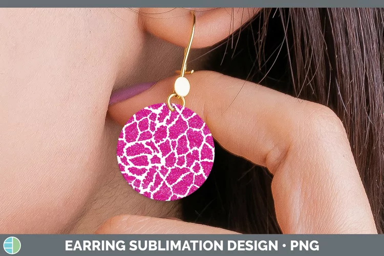 Animal Pink Giraffe Round Earrings Sublimation Earrings Desi