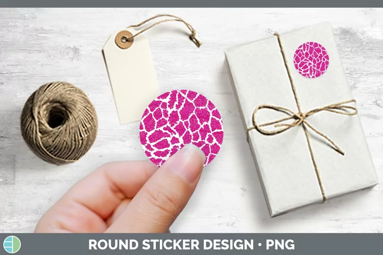 Animal Pink Giraffe Stickers | Round Labels Designs