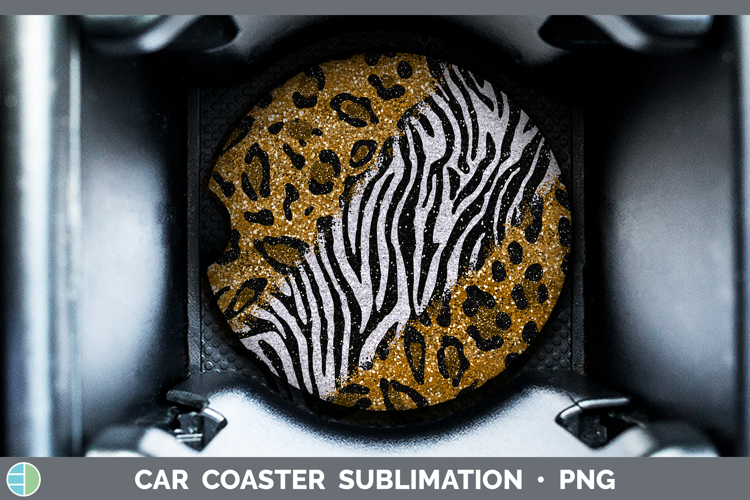 Animal Print Glitter Car Coaster Sublimation Designs