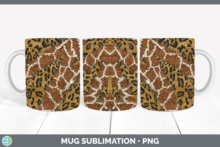 Animal Print Glitter Mug Wrap Sublimation Coffee Cup Designs