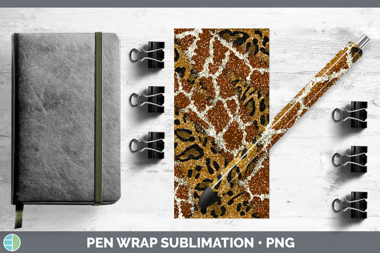 Animal Print Glitter Pen Wrap Sublimation Pen Designs