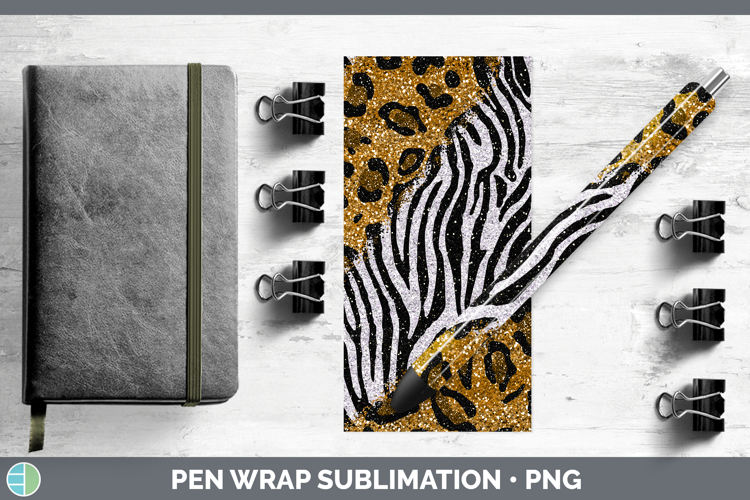 Animal Print Glitter Pen Wrap Sublimation Pen Designs