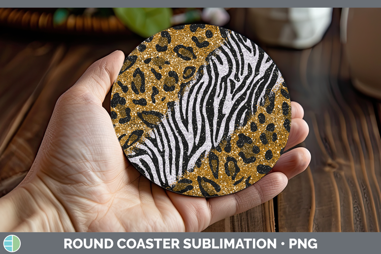 Animal Print Glitter Round Coaster Sublimation Coaster Desig