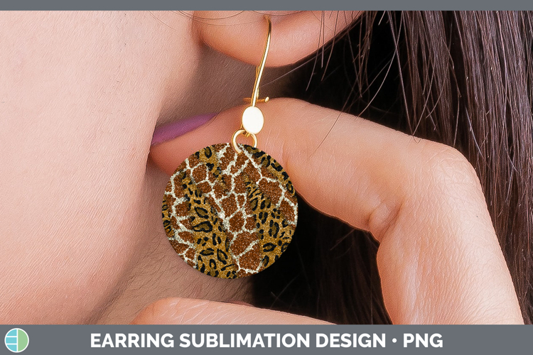 Animal Print Glitter Round Earrings Sublimation Earrings Des