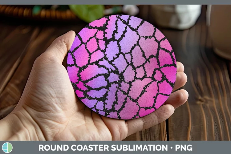 Animal Purple Giraffe Round Coaster Sublimation Coaster Desi