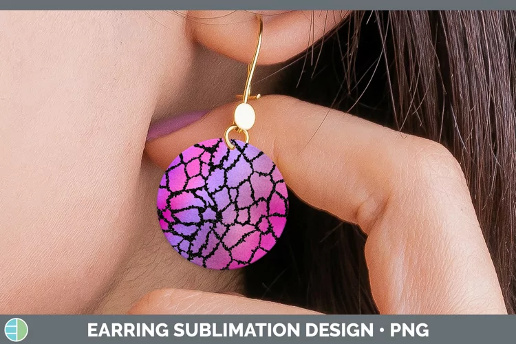 Animal Purple Giraffe Round Earrings Sublimation Earrings De