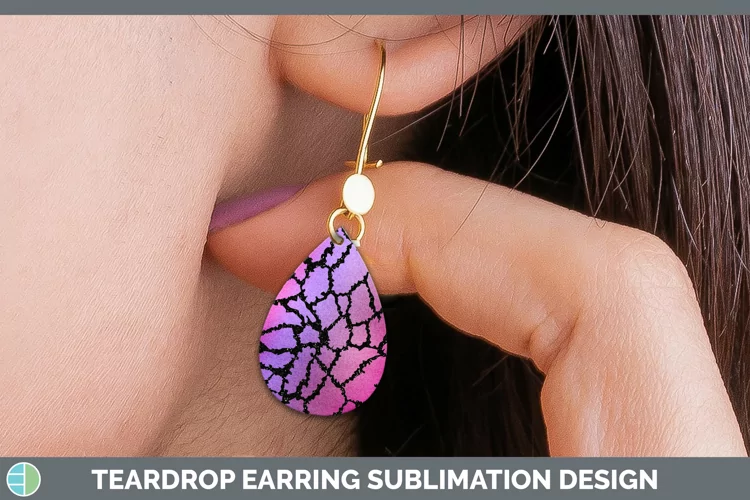 Animal Purple Giraffe Teardrop Earrings Sublimation Earrings