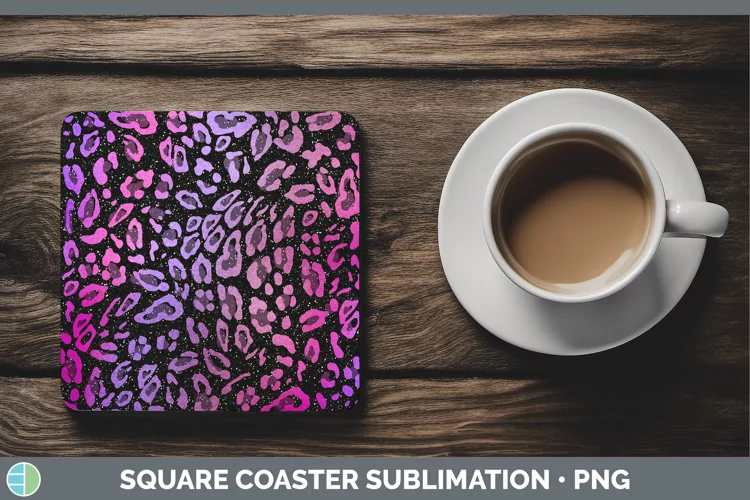 Animal Purple Leopard Square Coaster Sublimation Coaster Des