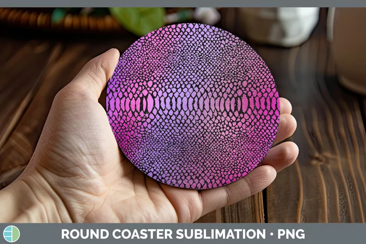 Animal Purple Snake Round Coaster Sublimation Coaster Design