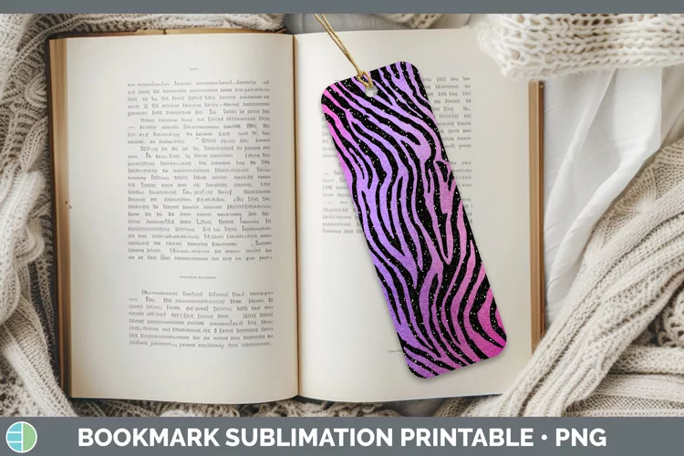 Animal Purple Zebra Bookmark Sublimation Printable Designs