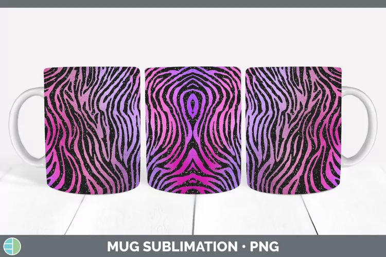 Animal Purple Zebra Mug Wrap Sublimation Coffee Cup Designs