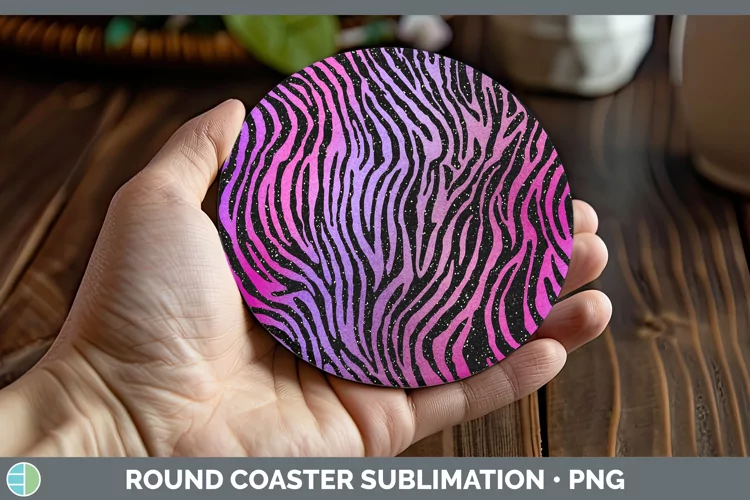 Animal Purple Zebra Round Coaster Sublimation Coaster Design