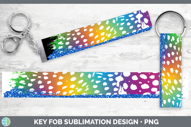 Animal Rainbow Animal Print Brush Key Fob Sublimation Wristl