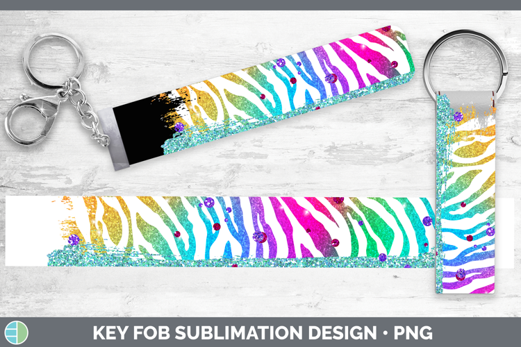 Animal Rainbow Animal Print Brush Key Fob Sublimation Wristl