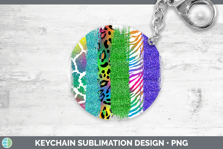 Animal Rainbow Animal Print Brush Keychain Sublimation Keyri