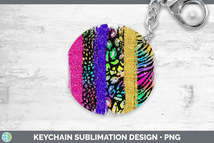 Animal Rainbow Animal Print Brush Keychain Sublimation Keyri