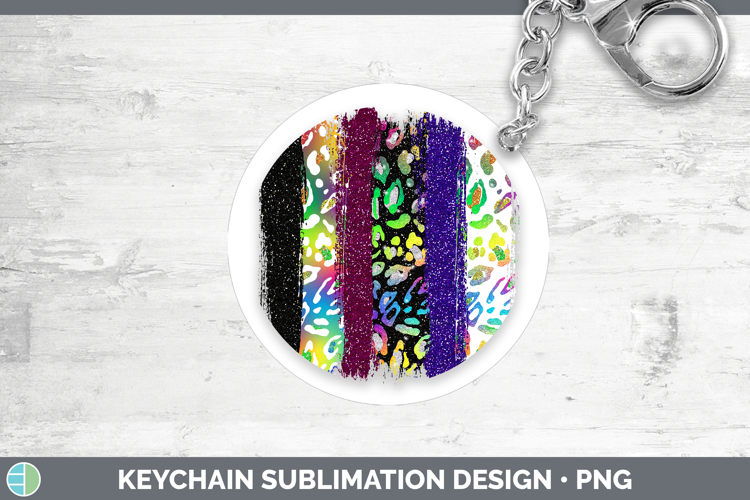 Animal Rainbow Animal Print Brush Keychain Sublimation Keyri