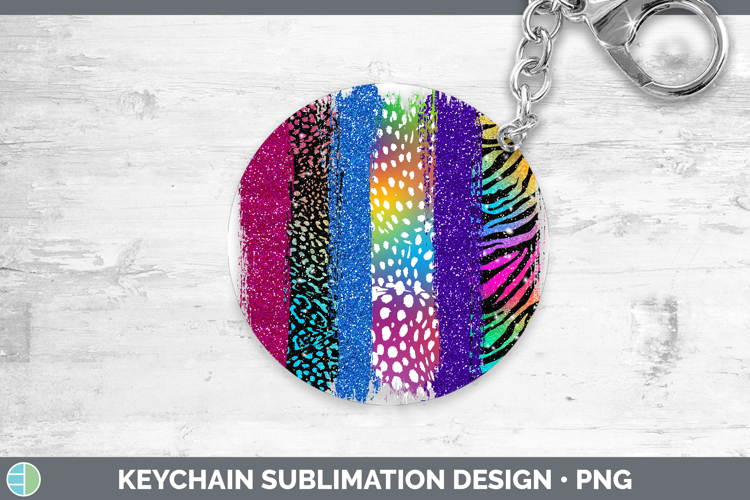 Animal Rainbow Animal Print Brush Keychain Sublimation Keyri