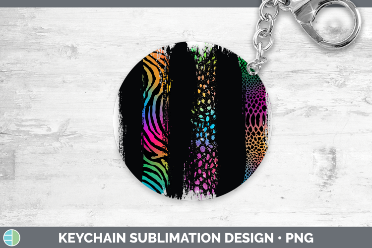 Animal Rainbow Animal Print Brush Keychain Sublimation Keyri