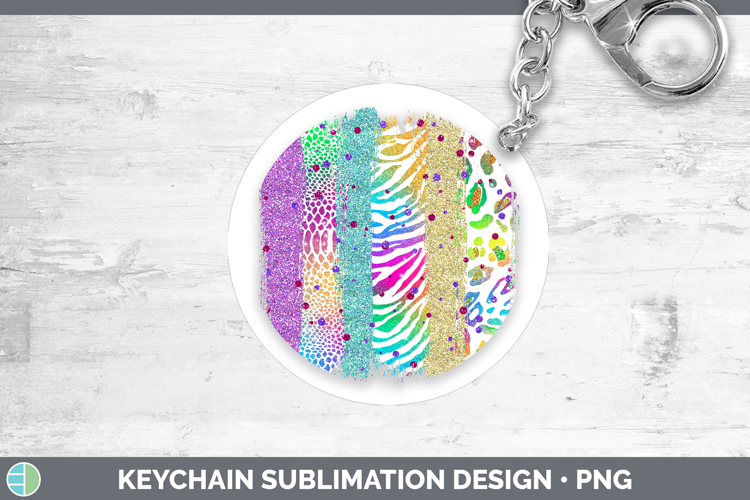 Animal Rainbow Animal Print Brush Keychain Sublimation Keyri