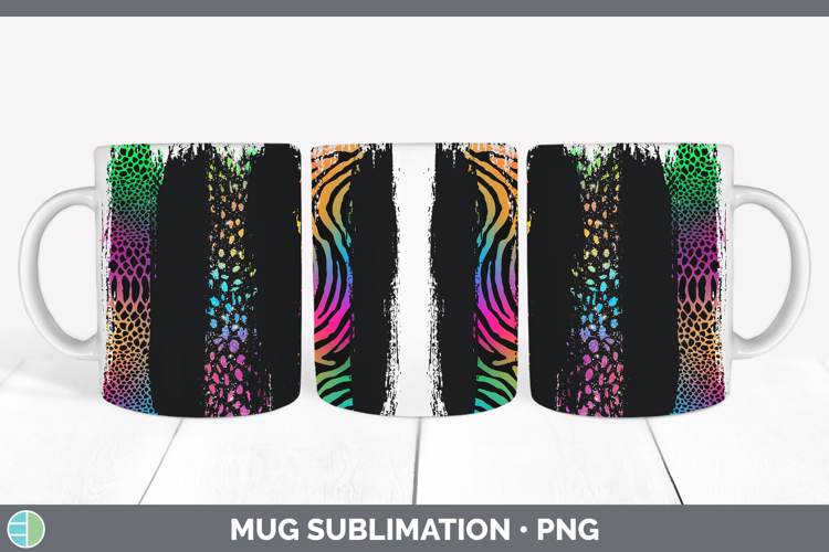 Animal Rainbow Animal Print Brush Mug Wrap Sublimation Coffe