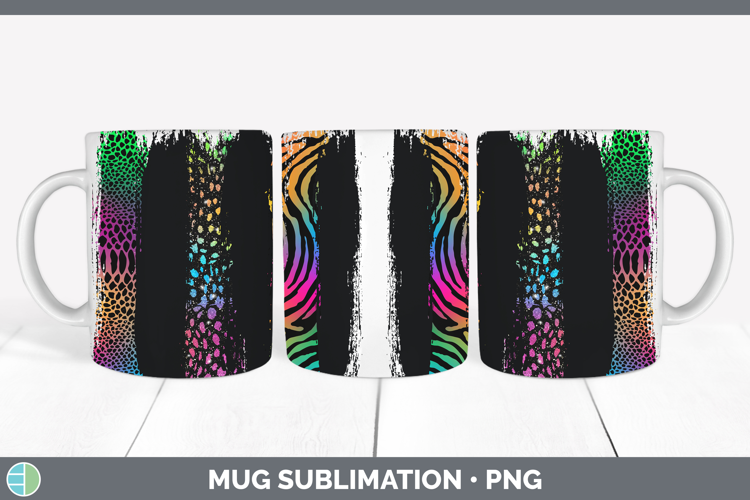 Animal Rainbow Animal Print Brush Mug Wrap Sublimation Coffe