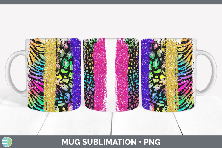 Animal Rainbow Animal Print Brush Mug Wrap Sublimation Coffe