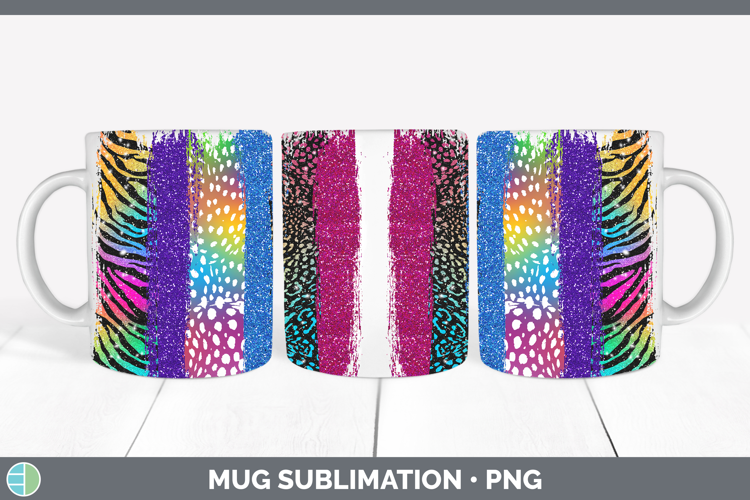 Animal Rainbow Animal Print Brush Mug Wrap Sublimation Coffe