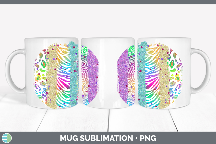 Animal Rainbow Animal Print Brush Mug Wrap Sublimation Coffe
