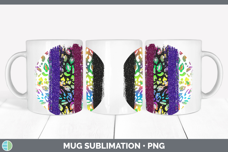 Animal Rainbow Animal Print Brush Mug Wrap Sublimation Coffe