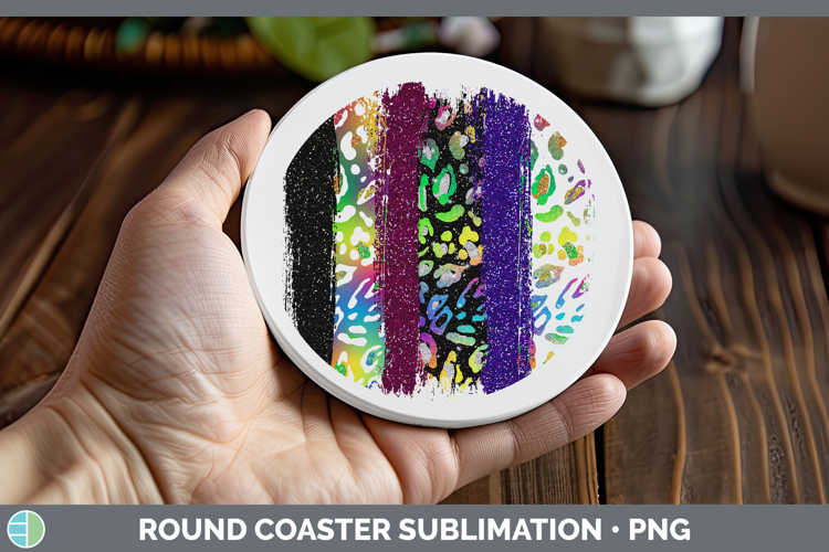 Animal Rainbow Animal Print Brush Round Coaster Sublimation