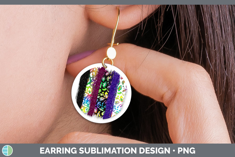 Animal Rainbow Animal Print Brush Round Earrings Sublimation